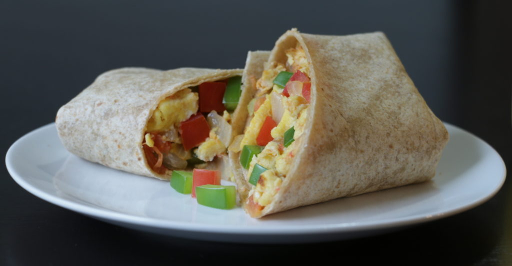 Forté Recipes: Veggie Breakfast Burrito with peppers and onions