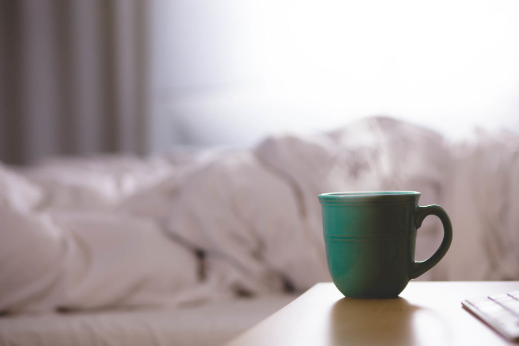 Drinking tea in bed to battle fatigue during pregnancy